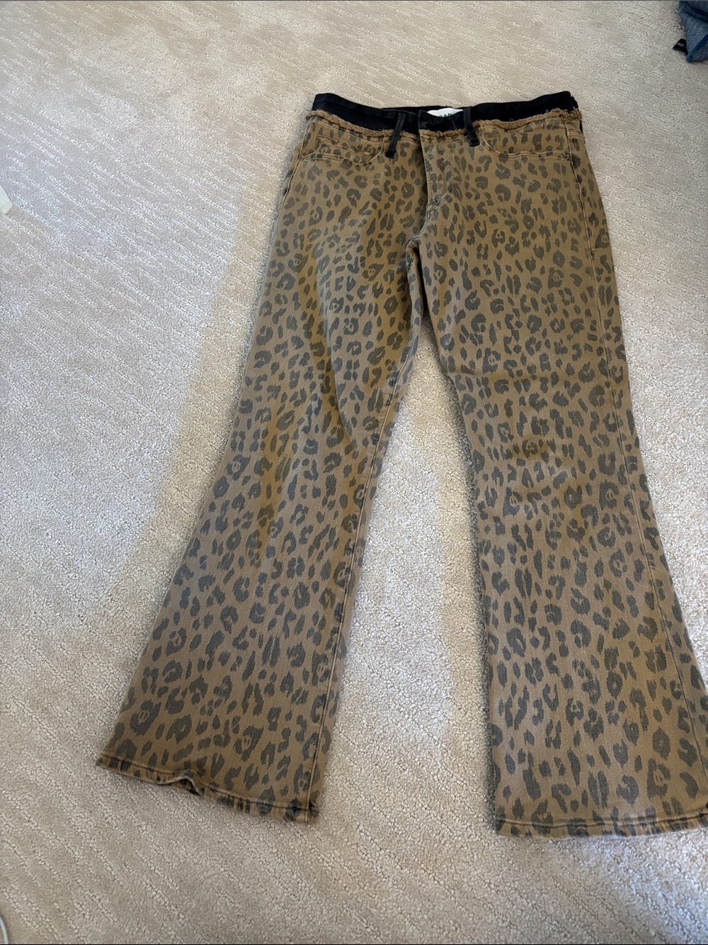 Frame Denim Leopard Print Flare Jeans - Brown & Black
